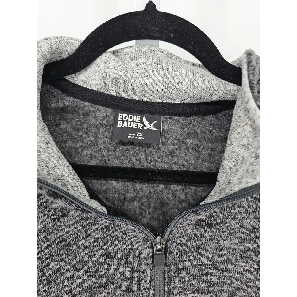 Eddie Bauer Gray Pullover Sweater Mens 2XL Polyester Quarter Zip Radiator Fleece - Picture 3 of 4